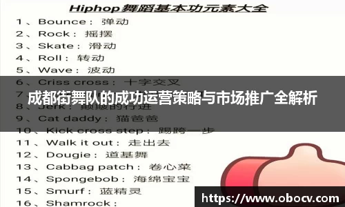 成都街舞队的成功运营策略与市场推广全解析