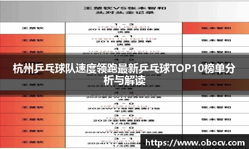 杭州乒乓球队速度领跑最新乒乓球TOP10榜单分析与解读